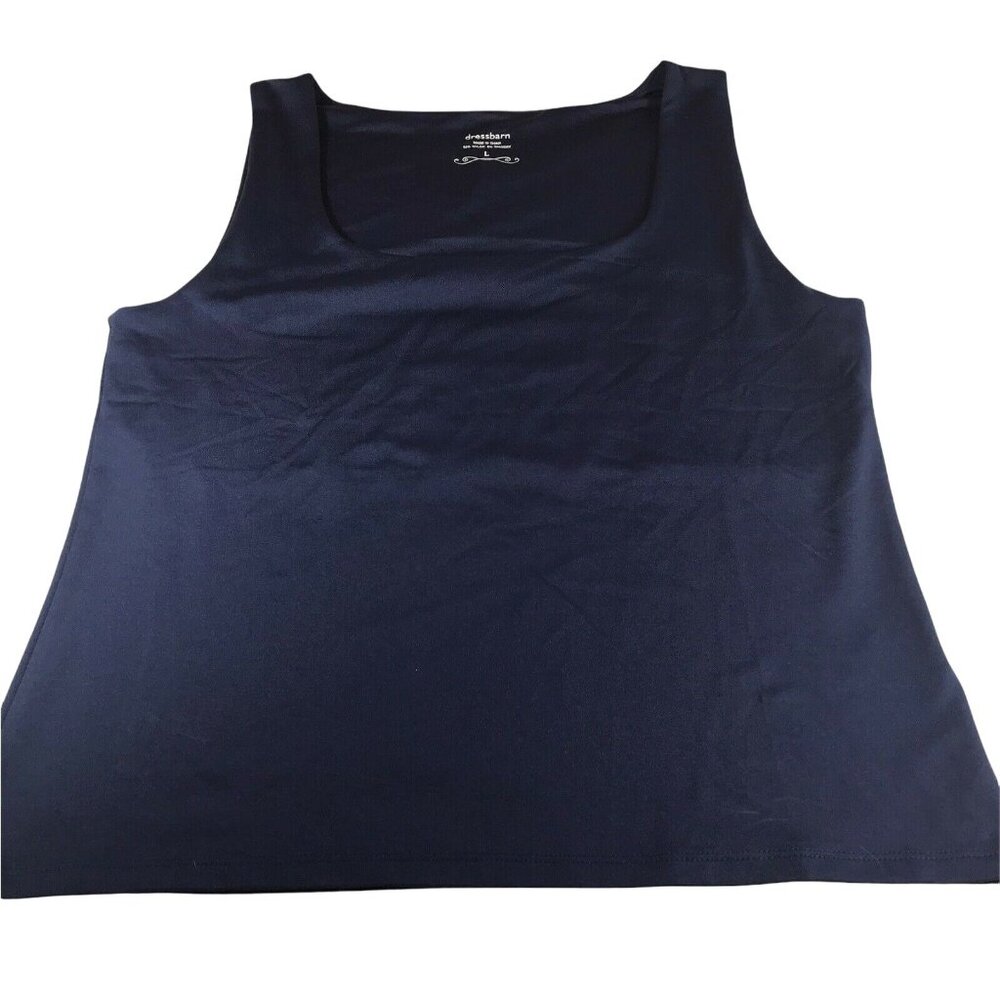 Dressbarn Womens Size Large Sleeveless Tank Top Navy Blue New With Tags